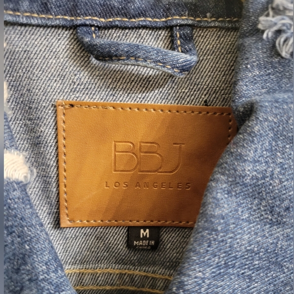 BBJ denim Jacket with Cheetah Accent, size medium, like new - Picture 2 of 4